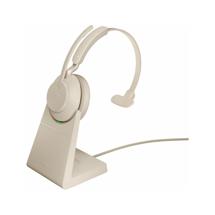 Jabra Evolve2 65 Mono Bej Usb-C Ms Şarj Standlı Kablosuz Kulak Üstü Kulaklık